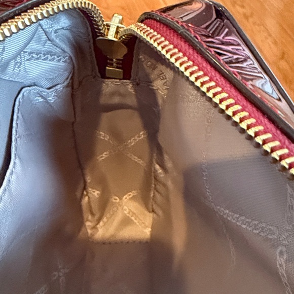 Michael Kors Glossy Red Card Holder & Purse is Metallic Deep Maroon - Picture 8 of 10